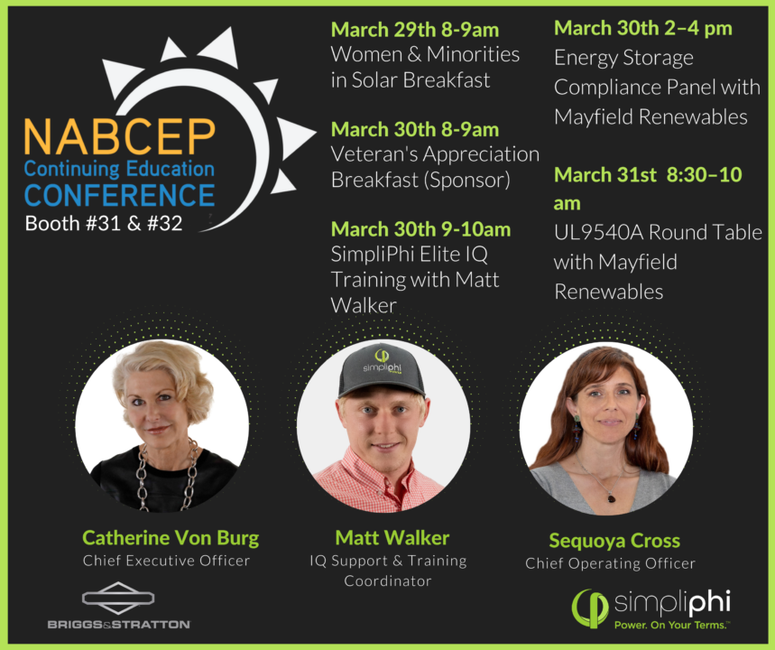 SimpliPhi to Attend NABCEP Continuing Ed Event March 2831st Briggs
